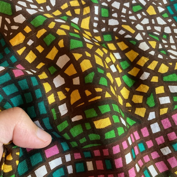 Vintage Saks Fifth Avenue Silk Made in Switzerland Stained Glass Motif Scarf - Picture 13 of 13